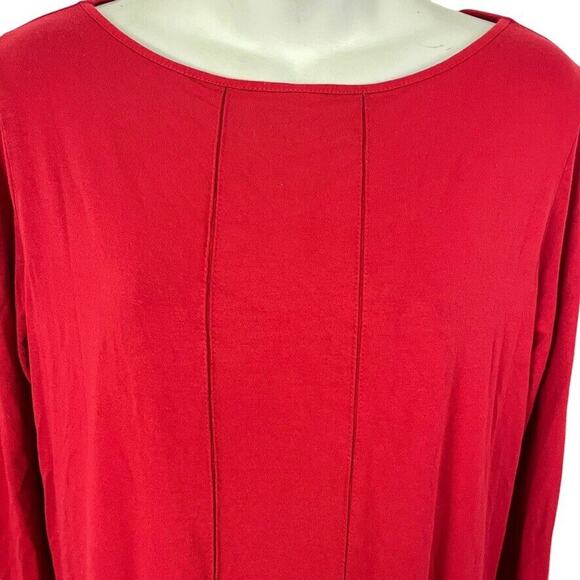 J Jill Wearever Womens Red Pleated Stretch Knit 3/4 Sleeve Above Length Dress M - Picture 9 of 16